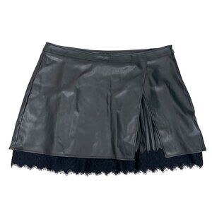 NEW City Chic Lottie Skirt Faux Leather Lace Trim Black - Size XL/22